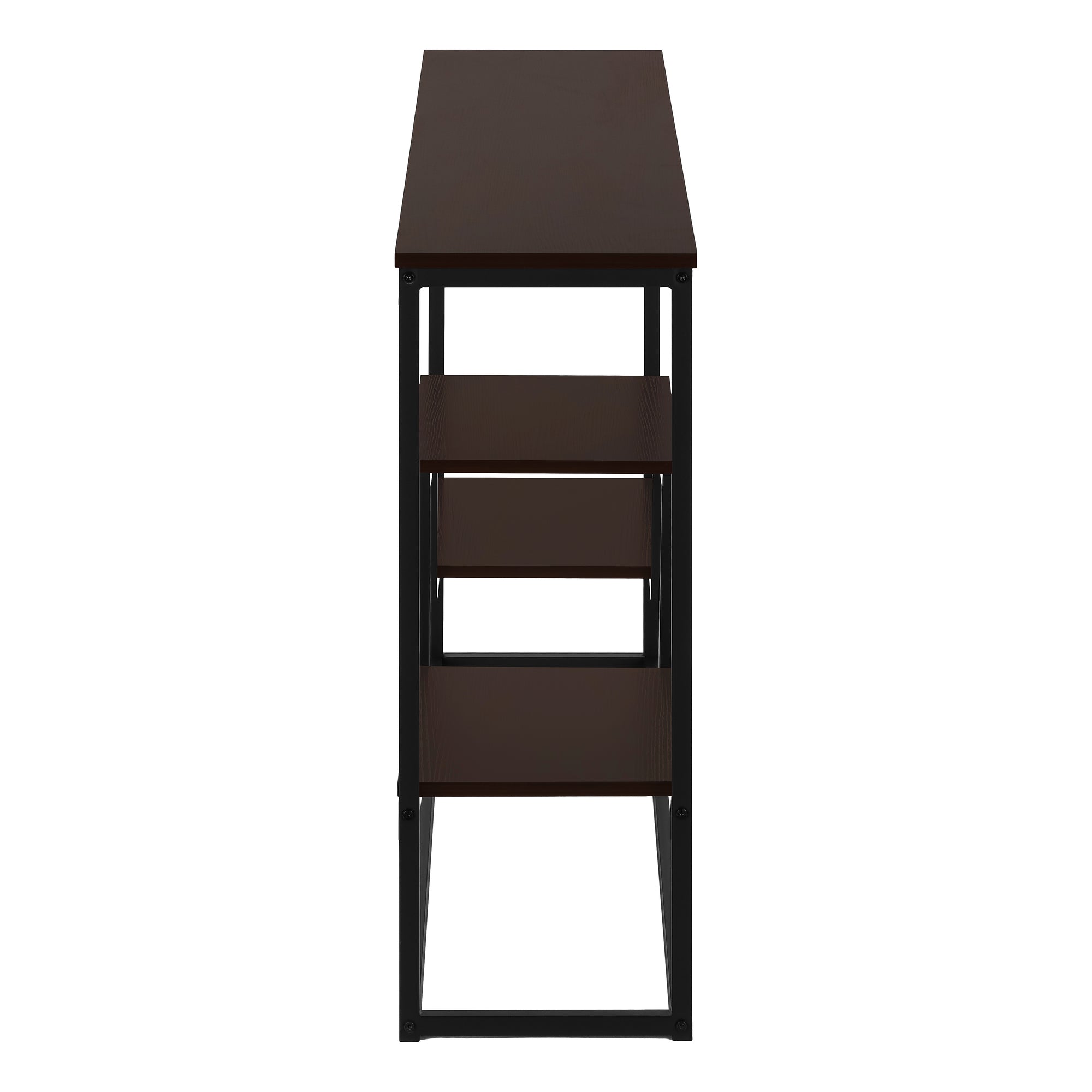 ACCENT TABLE - 48""L / ESPRESSO / BLACK METAL HALL CONSOLE