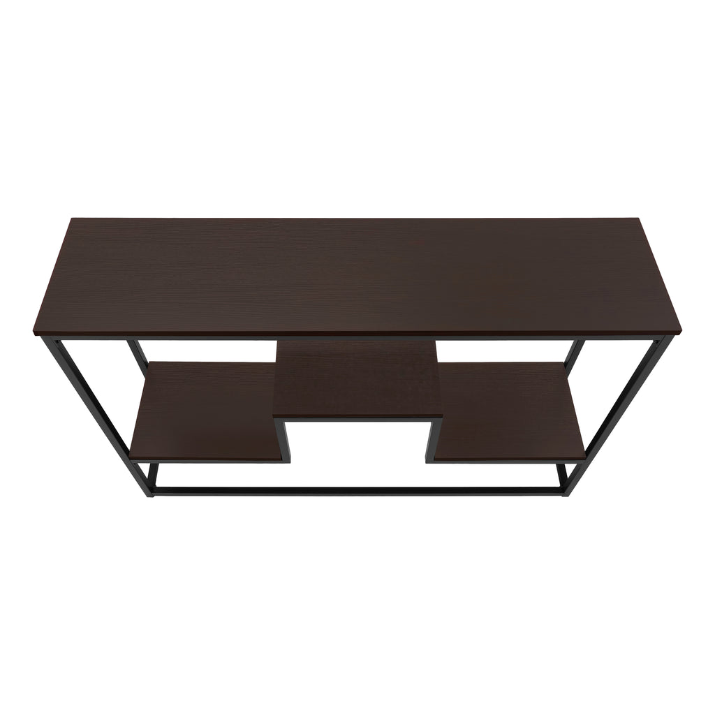 ACCENT TABLE - 48""L / ESPRESSO / BLACK METAL HALL CONSOLE