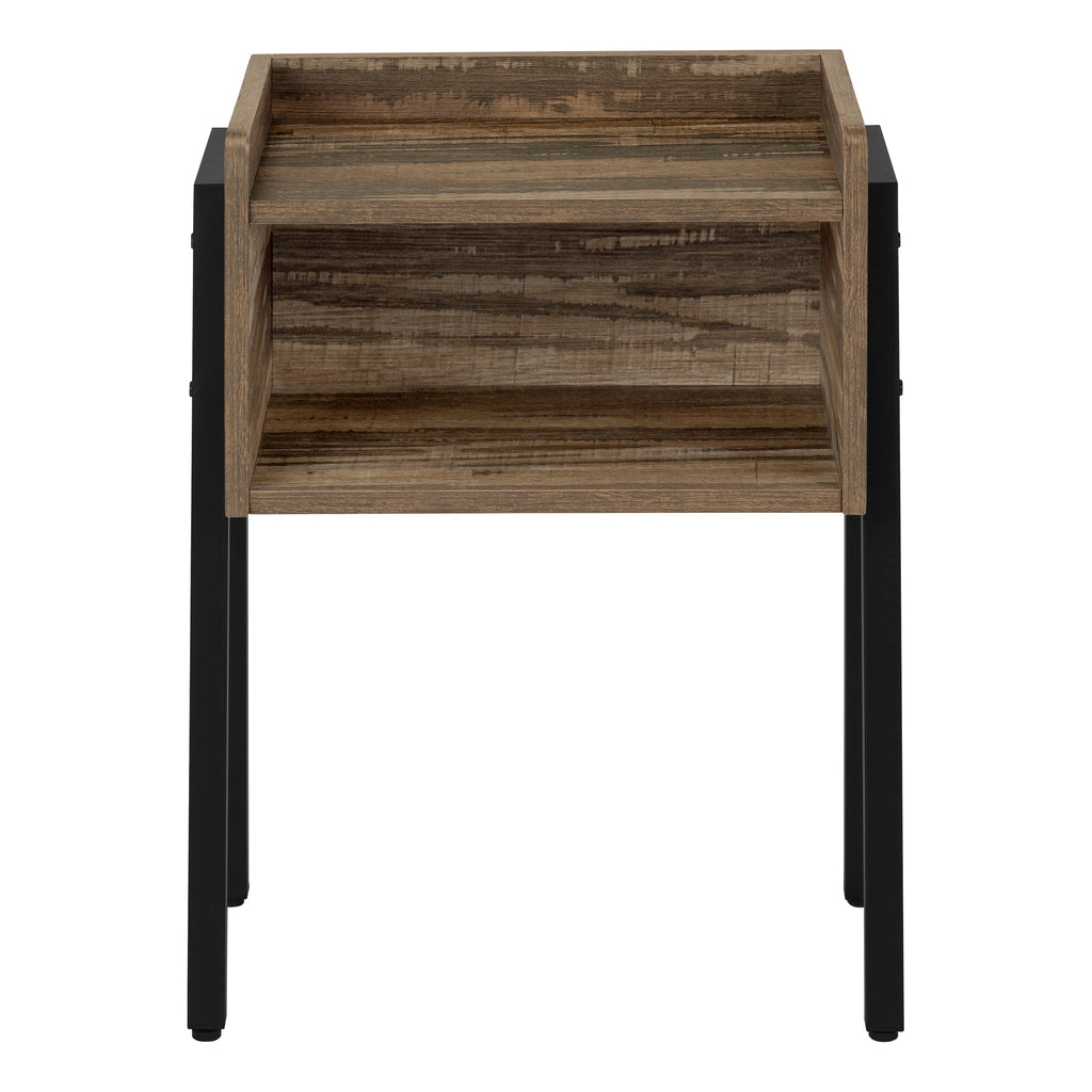 ACCENT TABLE - 23""H / BROWN RECLAIMED-LOOK / BLACK METAL