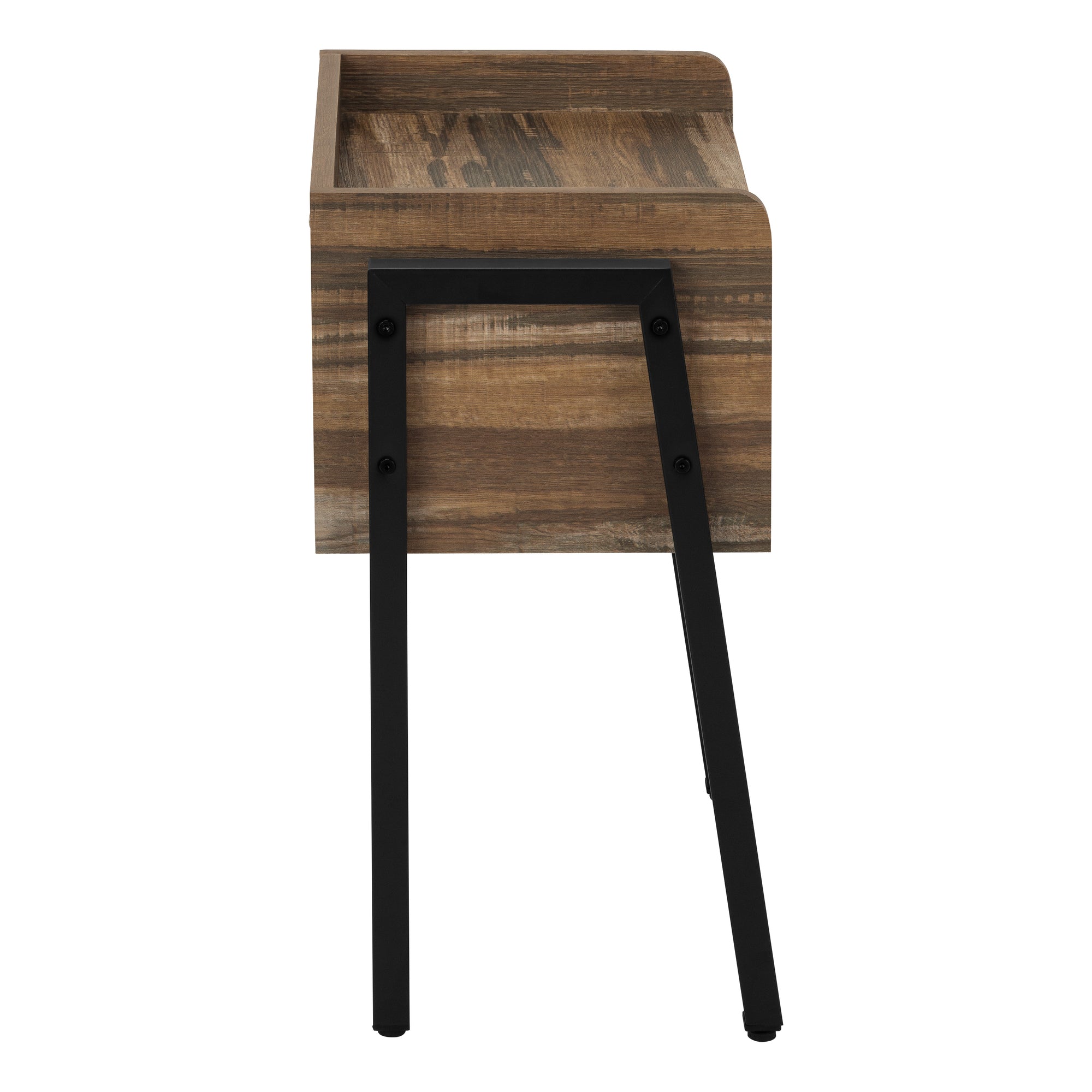 ACCENT TABLE - 23""H / BROWN RECLAIMED-LOOK / BLACK METAL