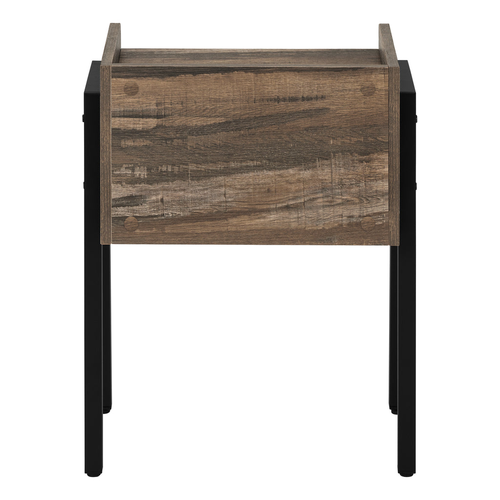 ACCENT TABLE - 23""H / BROWN RECLAIMED-LOOK / BLACK METAL