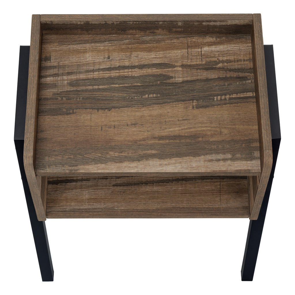ACCENT TABLE - 23""H / BROWN RECLAIMED-LOOK / BLACK METAL
