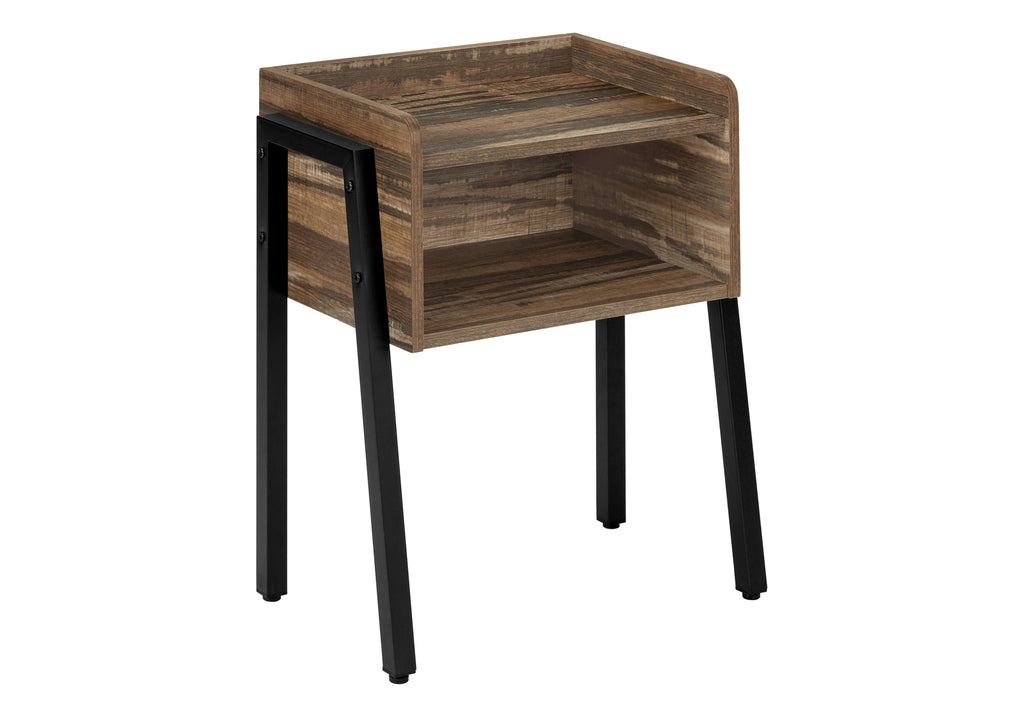 ACCENT TABLE - 23""H / BROWN RECLAIMED-LOOK / BLACK METAL
