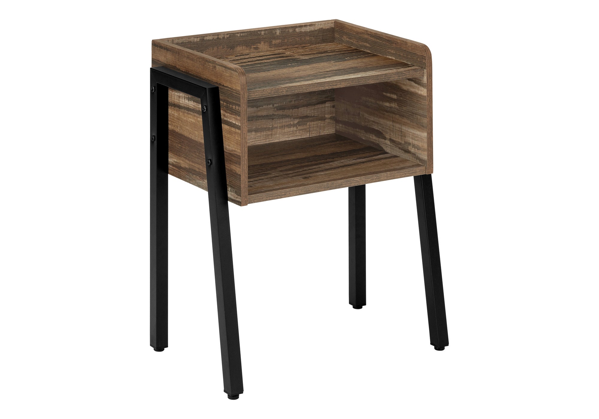ACCENT TABLE - 23""H / BROWN RECLAIMED-LOOK / BLACK METAL