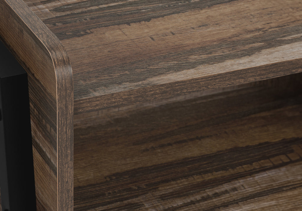 ACCENT TABLE - 23""H / BROWN RECLAIMED-LOOK / BLACK METAL