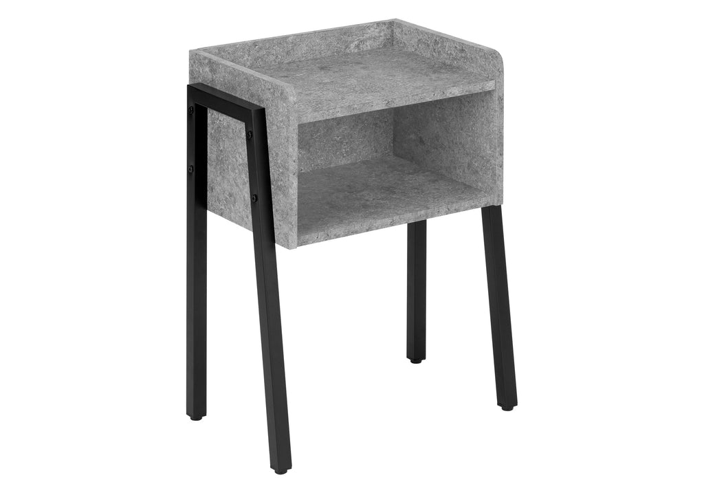 ACCENT TABLE - 23""H / GREY STONE-LOOK / BLACK METAL
