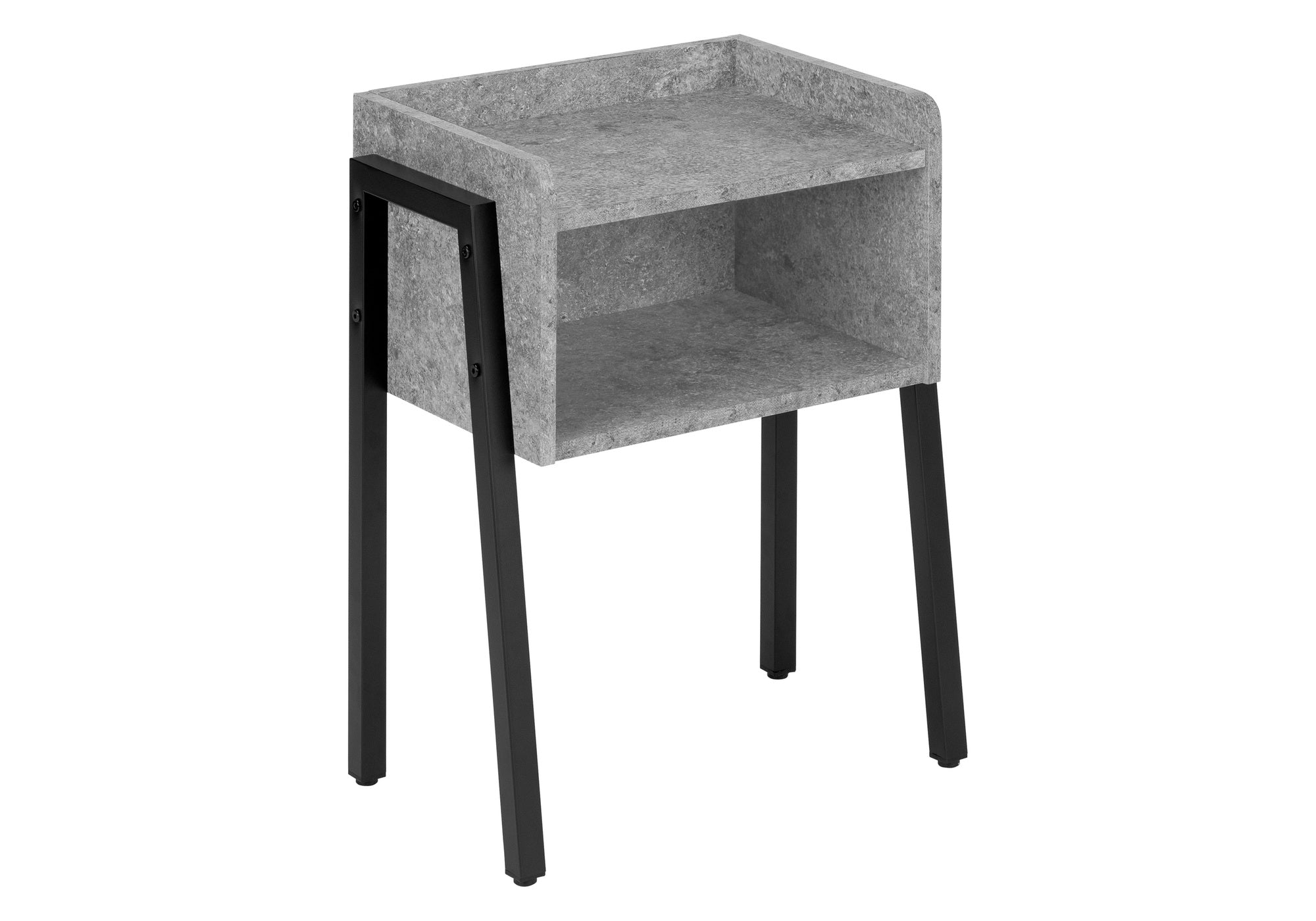 ACCENT TABLE - 23""H / GREY STONE-LOOK / BLACK METAL