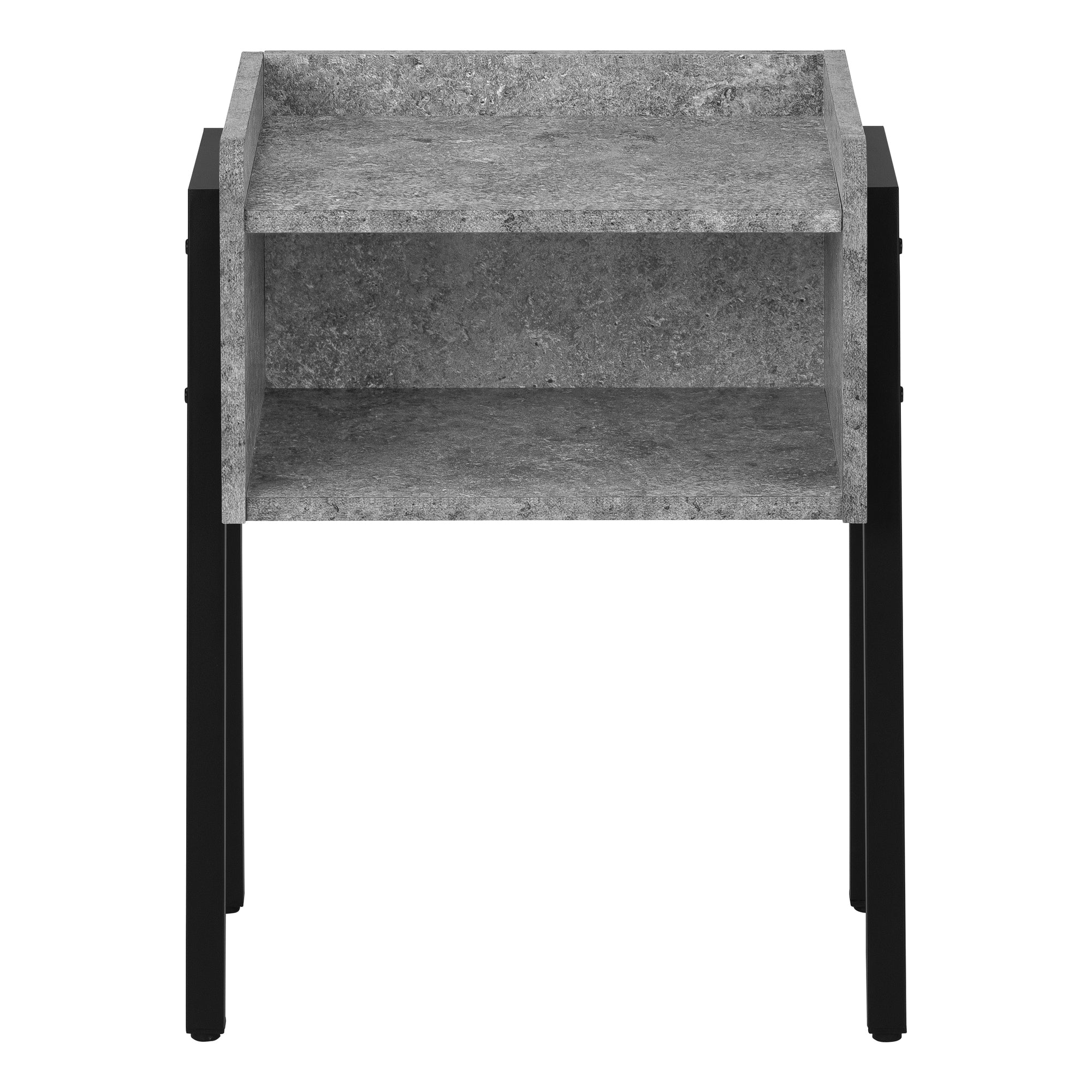 ACCENT TABLE - 23""H / GREY STONE-LOOK / BLACK METAL
