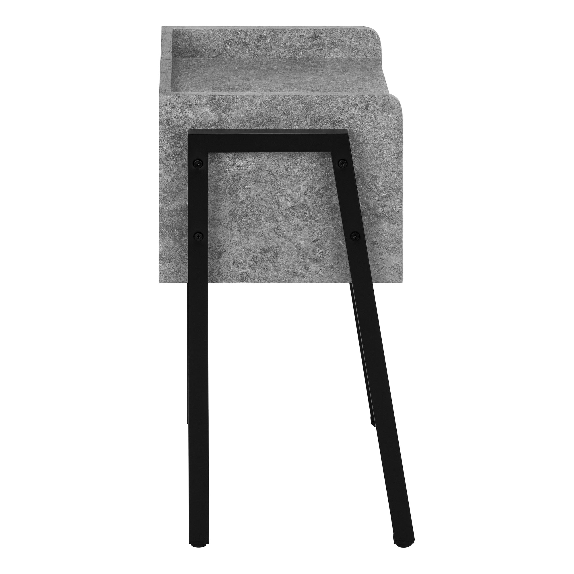 ACCENT TABLE - 23""H / GREY STONE-LOOK / BLACK METAL