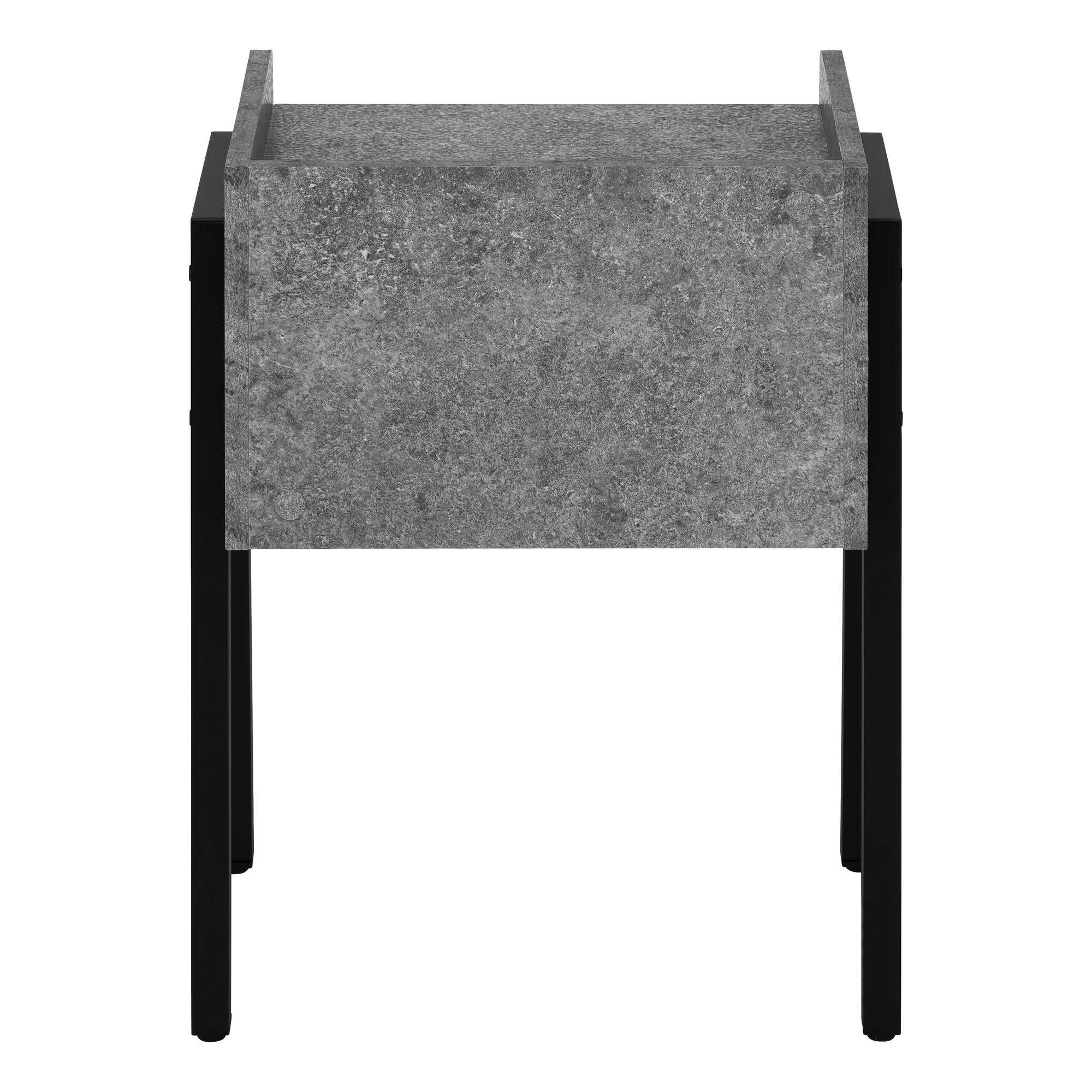 ACCENT TABLE - 23""H / GREY STONE-LOOK / BLACK METAL