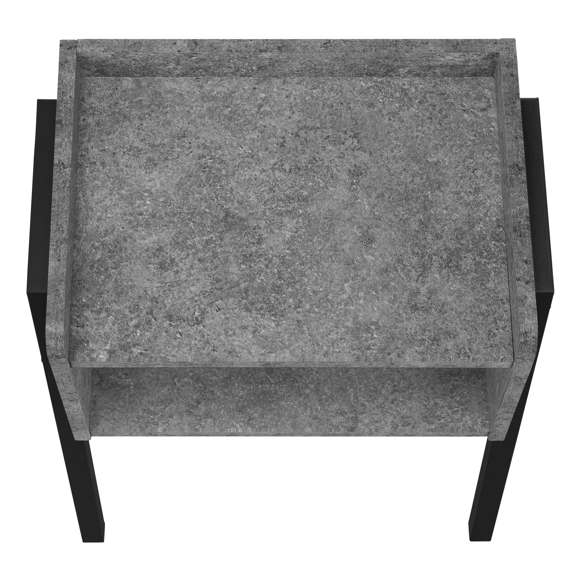 ACCENT TABLE - 23""H / GREY STONE-LOOK / BLACK METAL