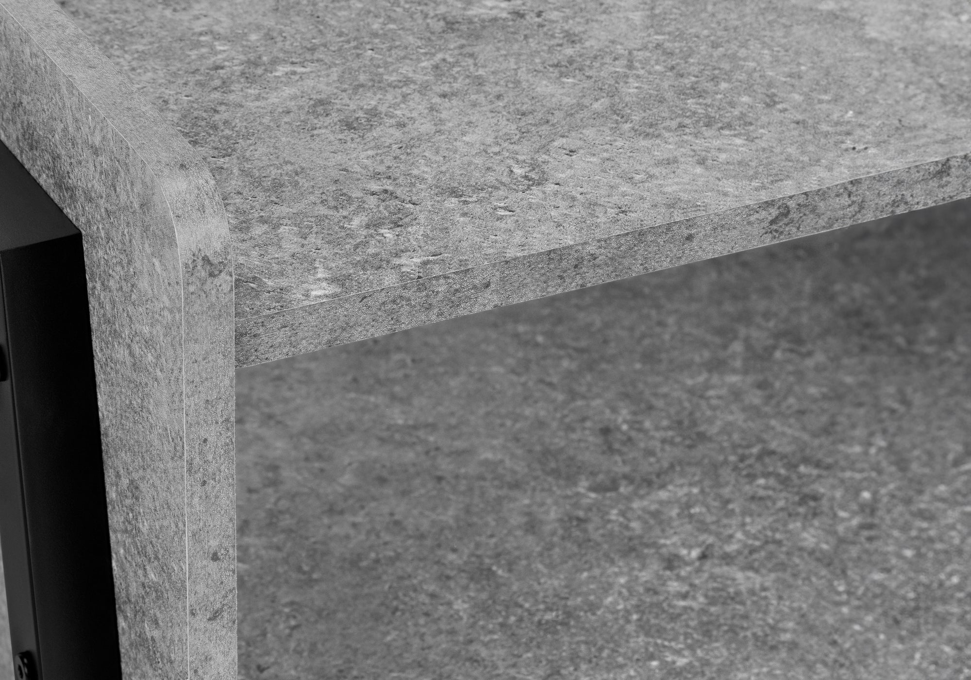 ACCENT TABLE - 23""H / GREY STONE-LOOK / BLACK METAL