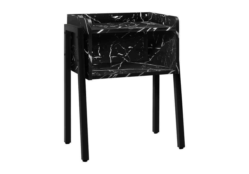 ACCENT TABLE - 23""H / BLACK MARBLE / BLACK METAL