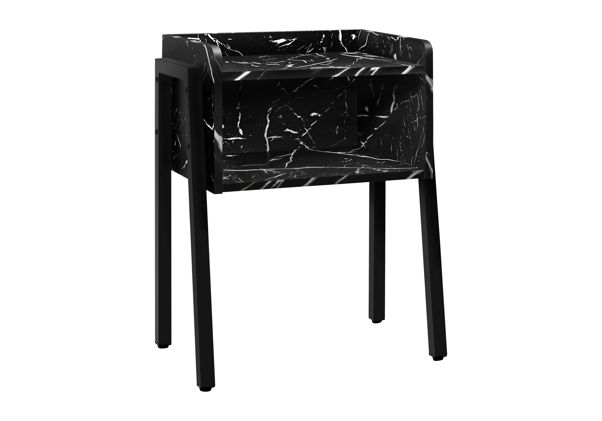 ACCENT TABLE - 23""H / BLACK MARBLE / BLACK METAL