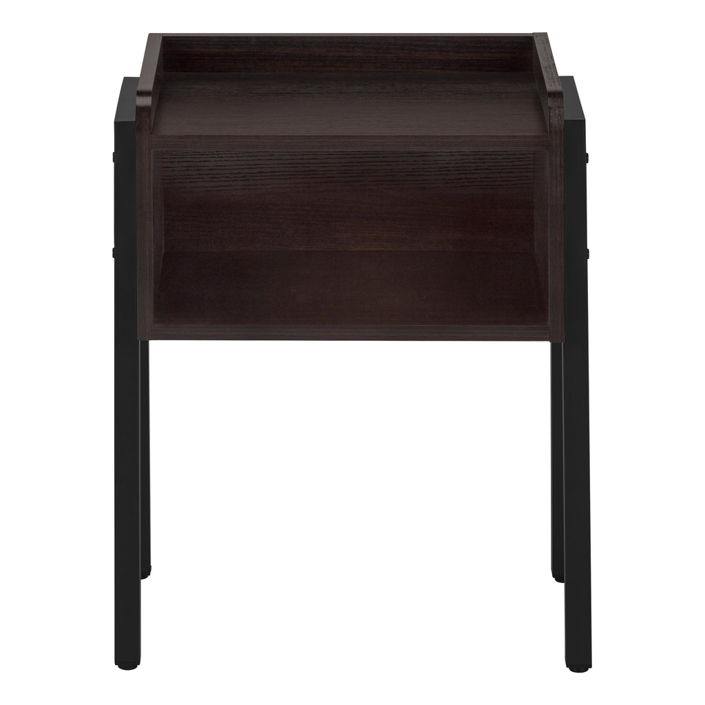 ACCENT TABLE - 23""H / ESPRESSO / BLACK METAL