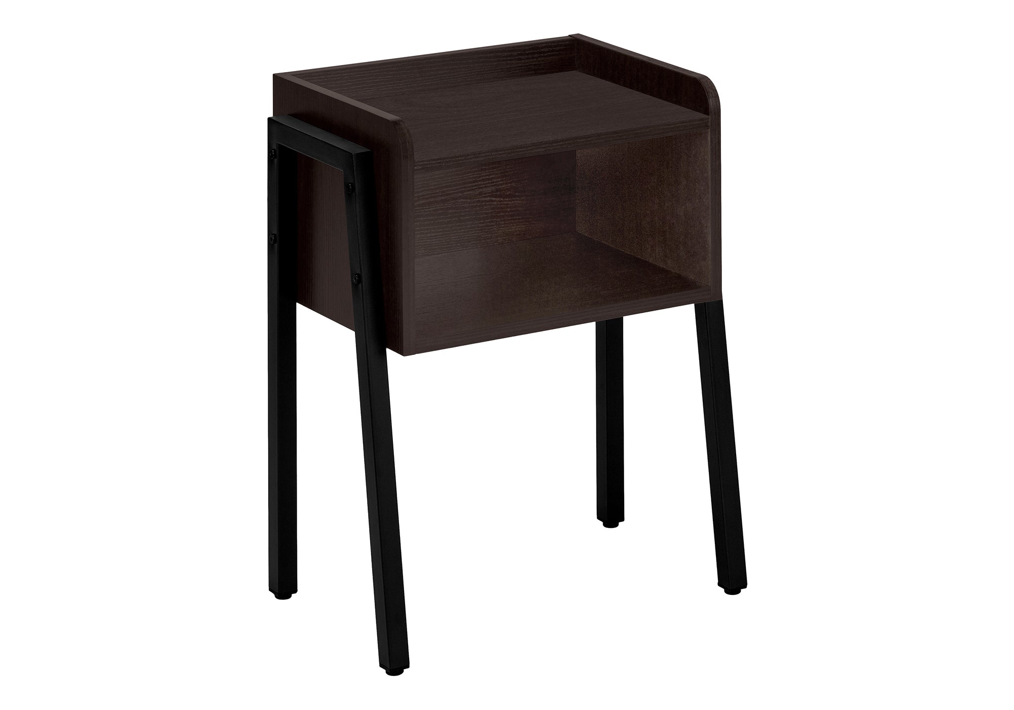 ACCENT TABLE - 23""H / ESPRESSO / BLACK METAL