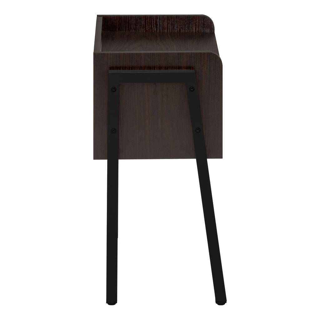 ACCENT TABLE - 23""H / ESPRESSO / BLACK METAL