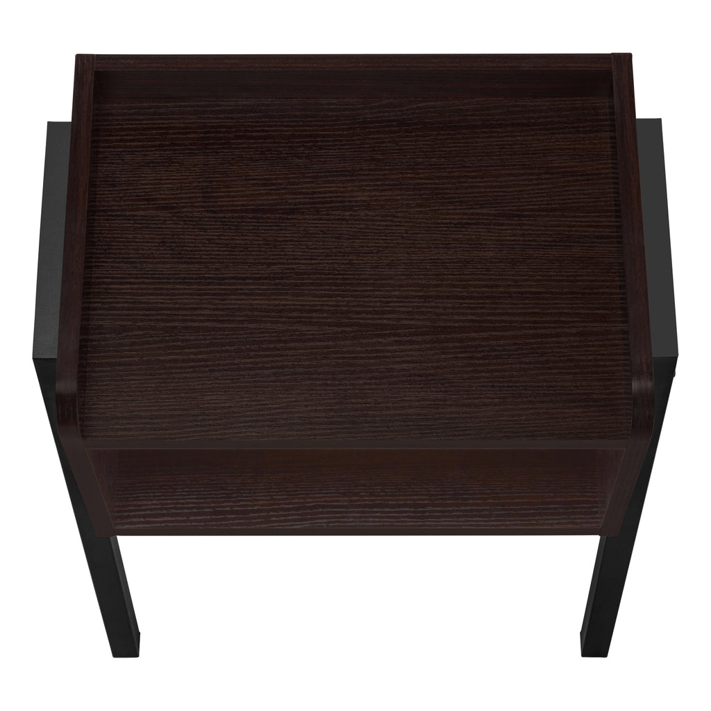 ACCENT TABLE - 23""H / ESPRESSO / BLACK METAL