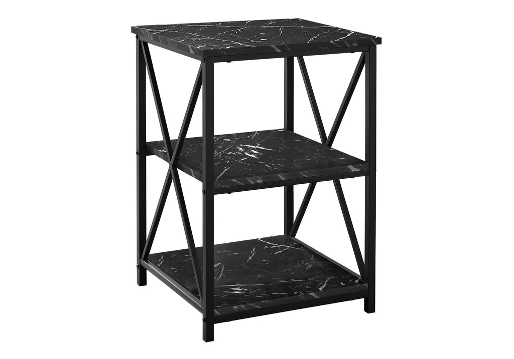 ACCENT TABLE - 26""H / BLACK MARBLE / BLACK METAL