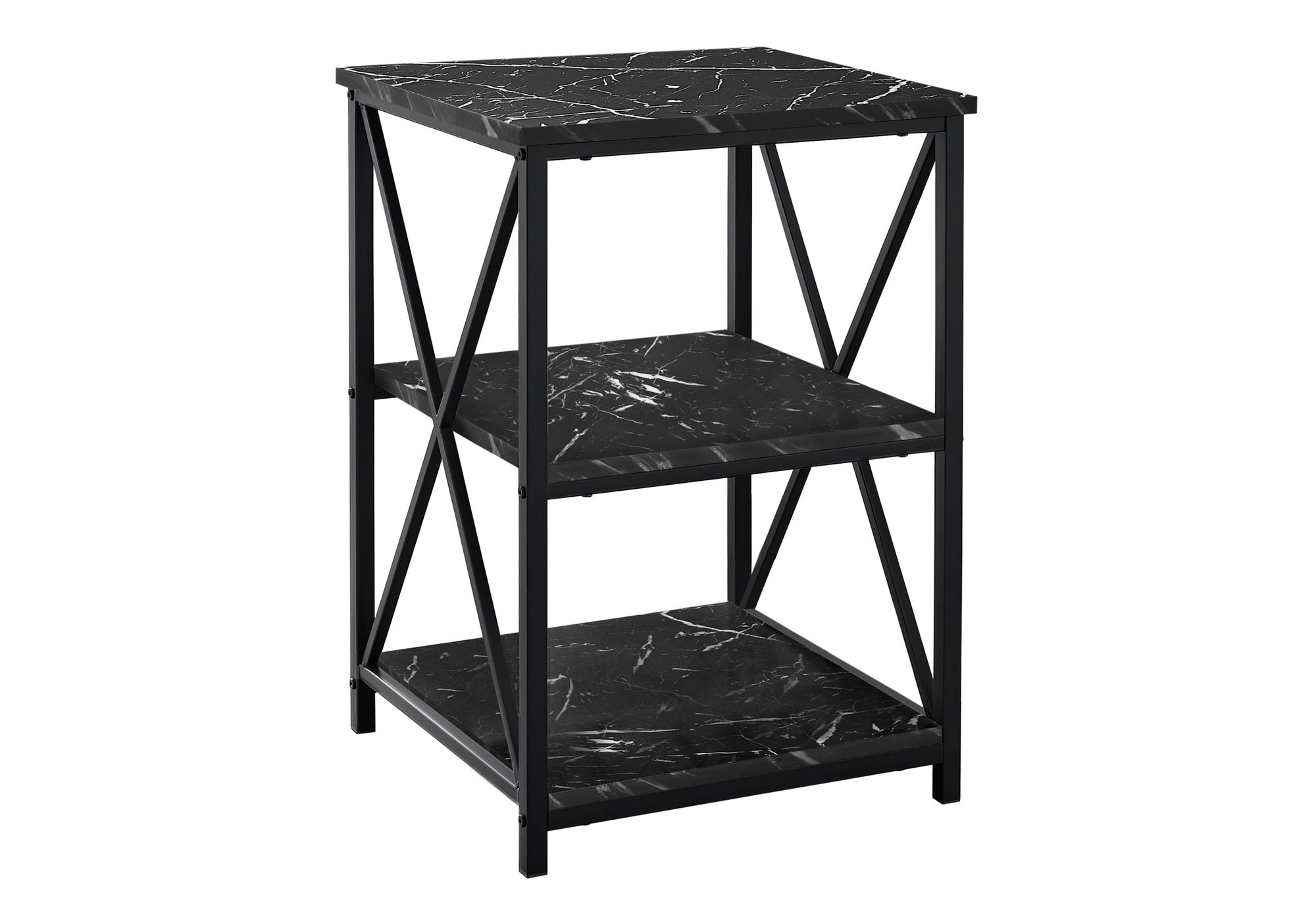 ACCENT TABLE - 26""H / BLACK MARBLE / BLACK METAL