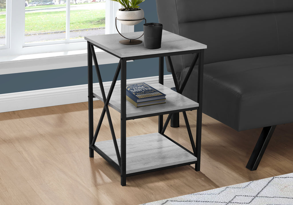ACCENT TABLE - 26""H / GREY / BLACK METAL