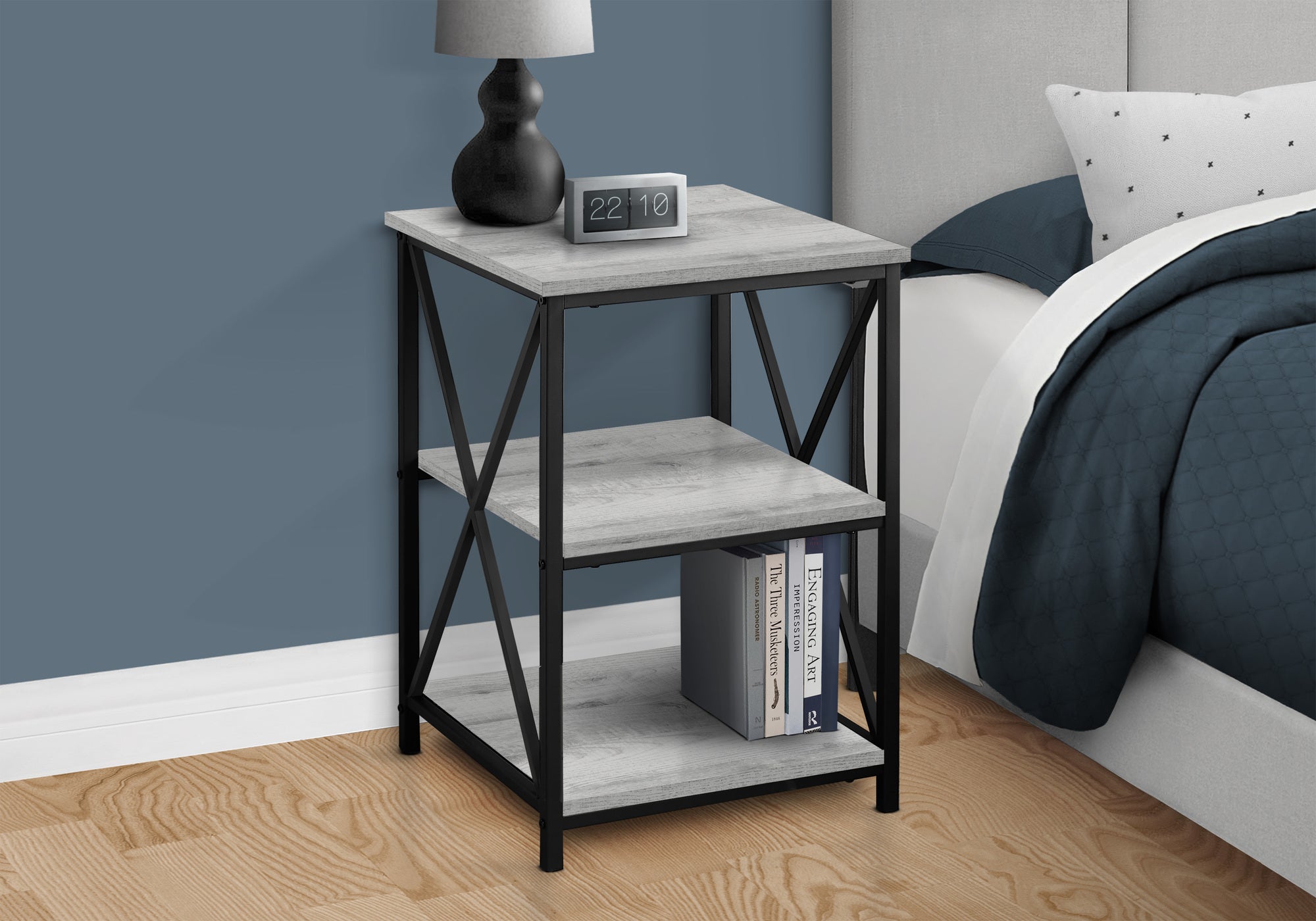 ACCENT TABLE - 26""H / GREY / BLACK METAL