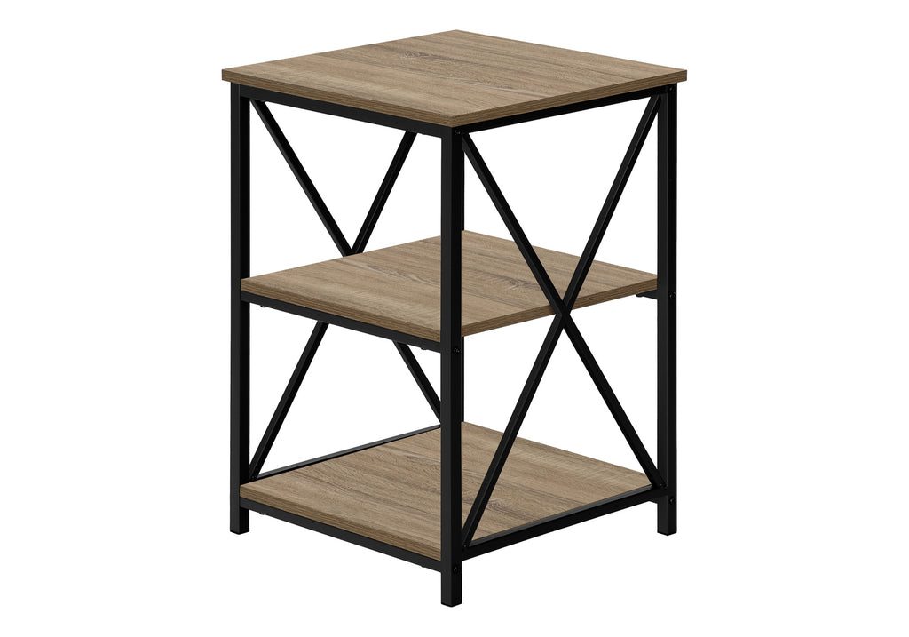ACCENT TABLE - 26""H / DARK TAUPE / BLACK METAL