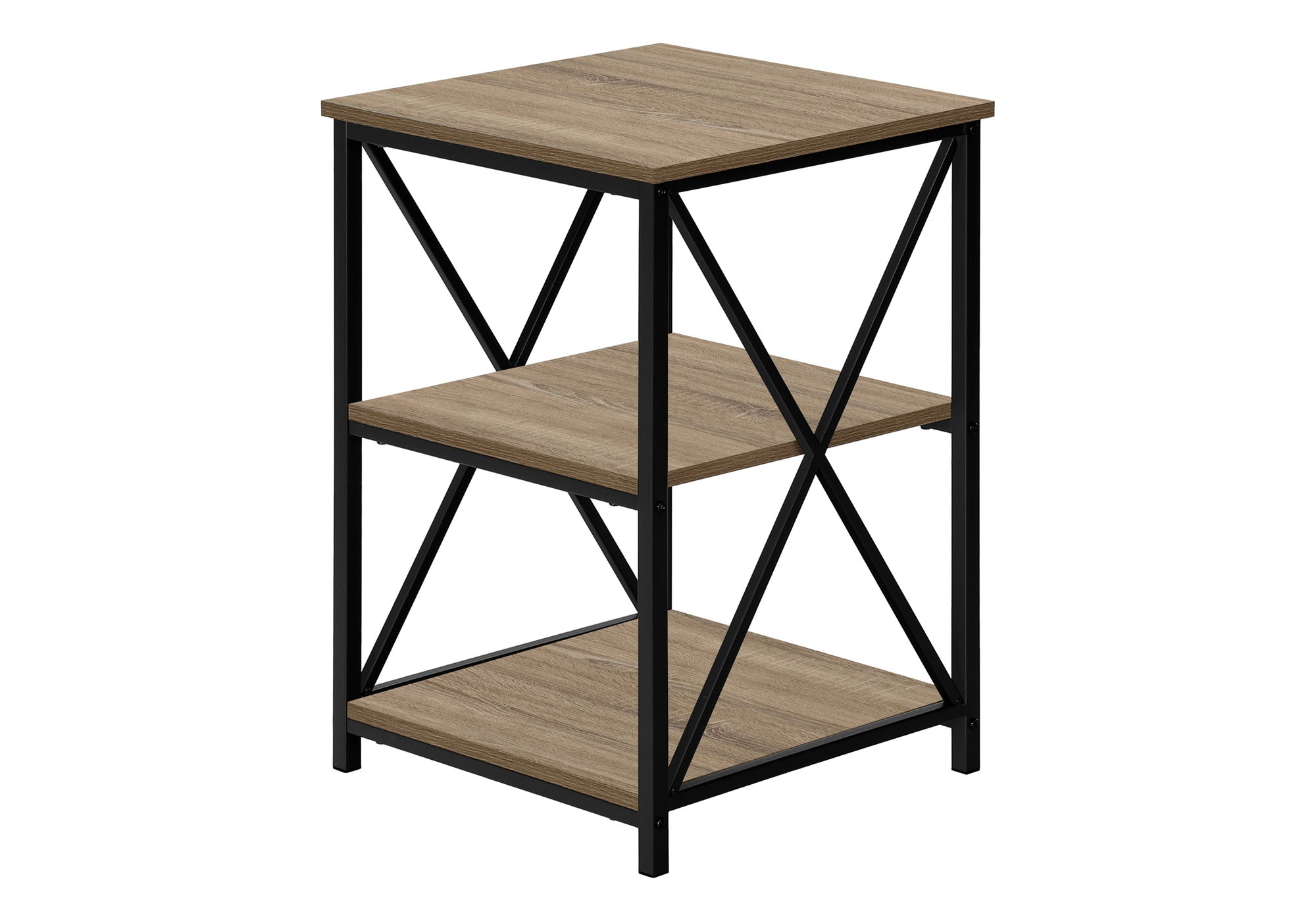 ACCENT TABLE - 26""H / DARK TAUPE / BLACK METAL