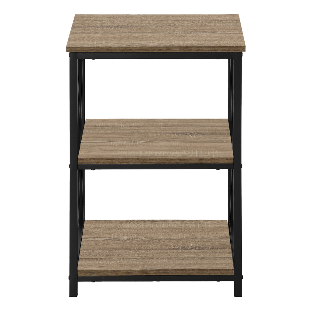 ACCENT TABLE - 26""H / DARK TAUPE / BLACK METAL
