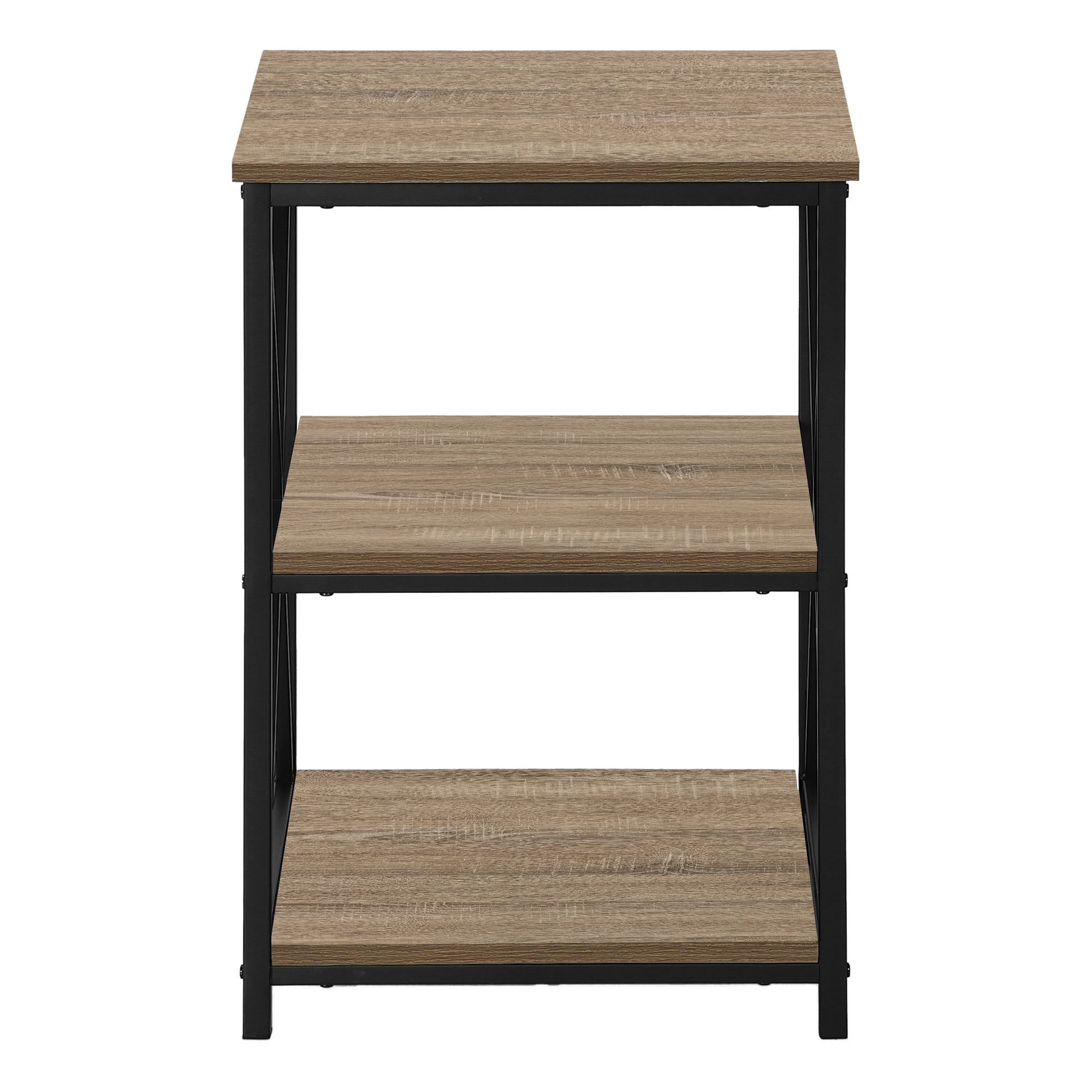 ACCENT TABLE - 26""H / DARK TAUPE / BLACK METAL