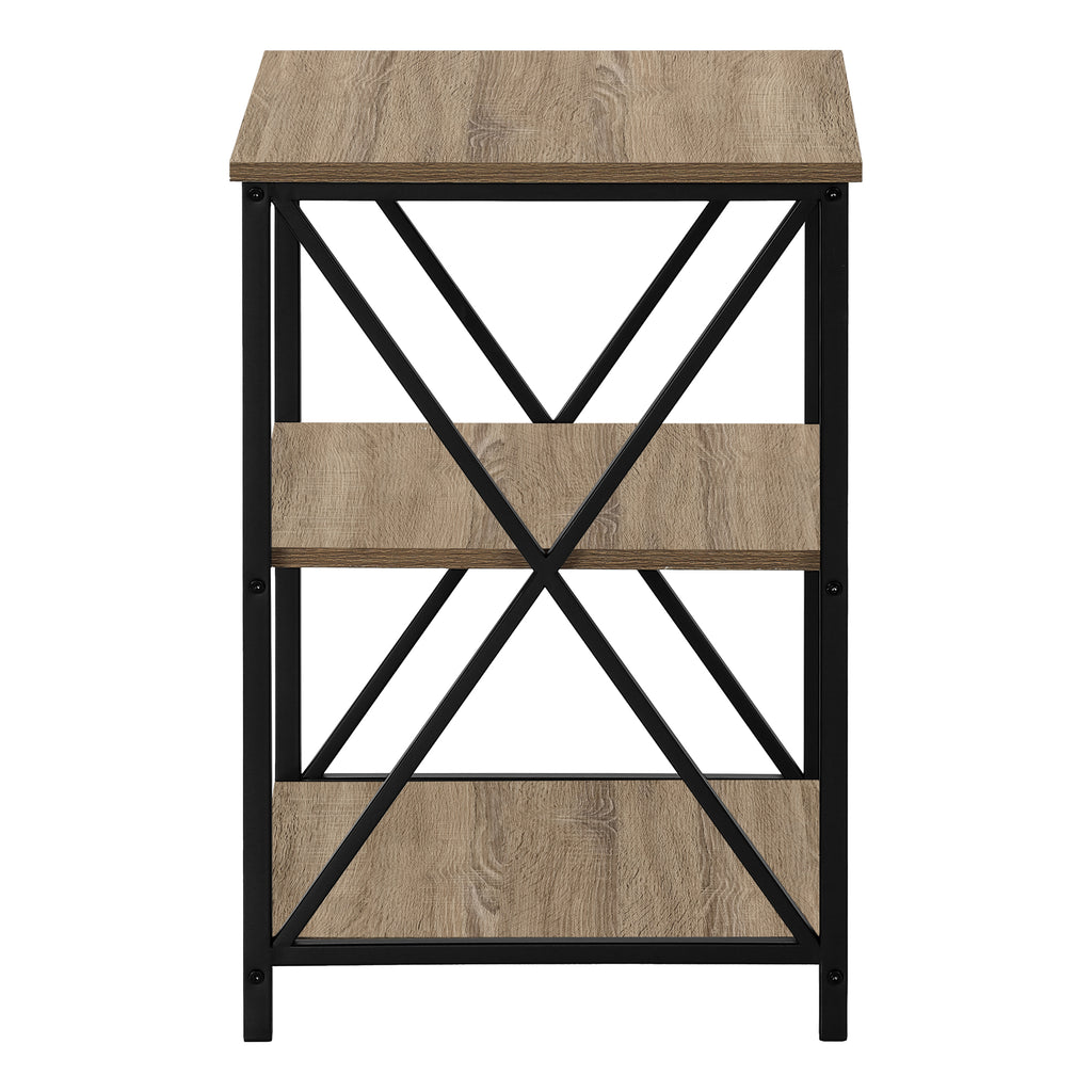 ACCENT TABLE - 26""H / DARK TAUPE / BLACK METAL