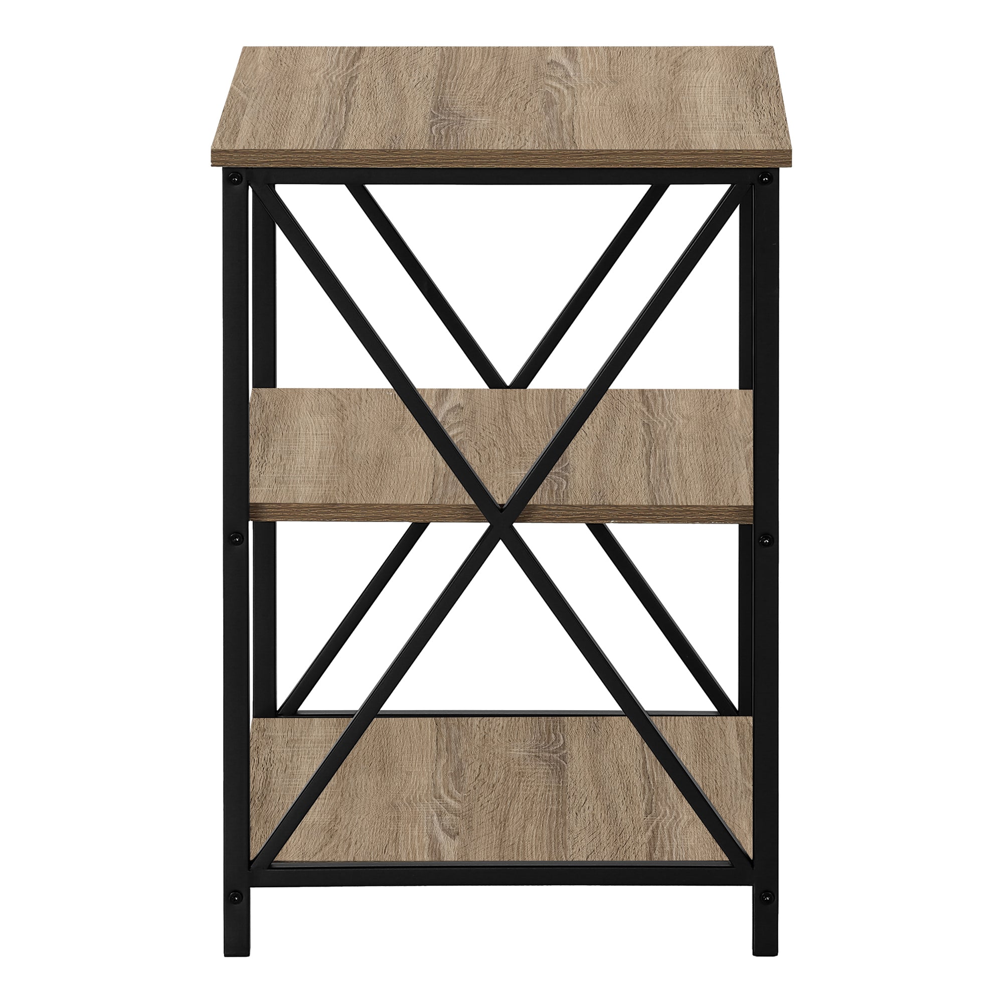 ACCENT TABLE - 26""H / DARK TAUPE / BLACK METAL