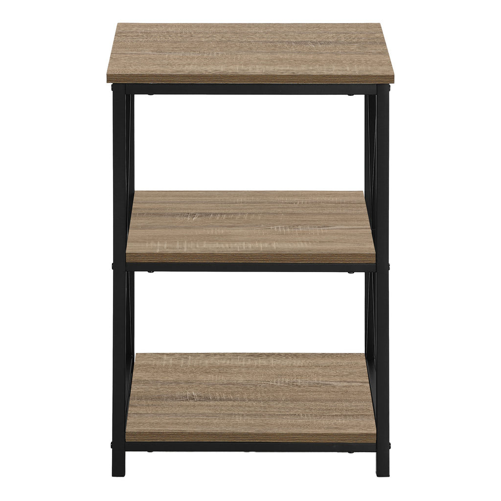 ACCENT TABLE - 26""H / DARK TAUPE / BLACK METAL