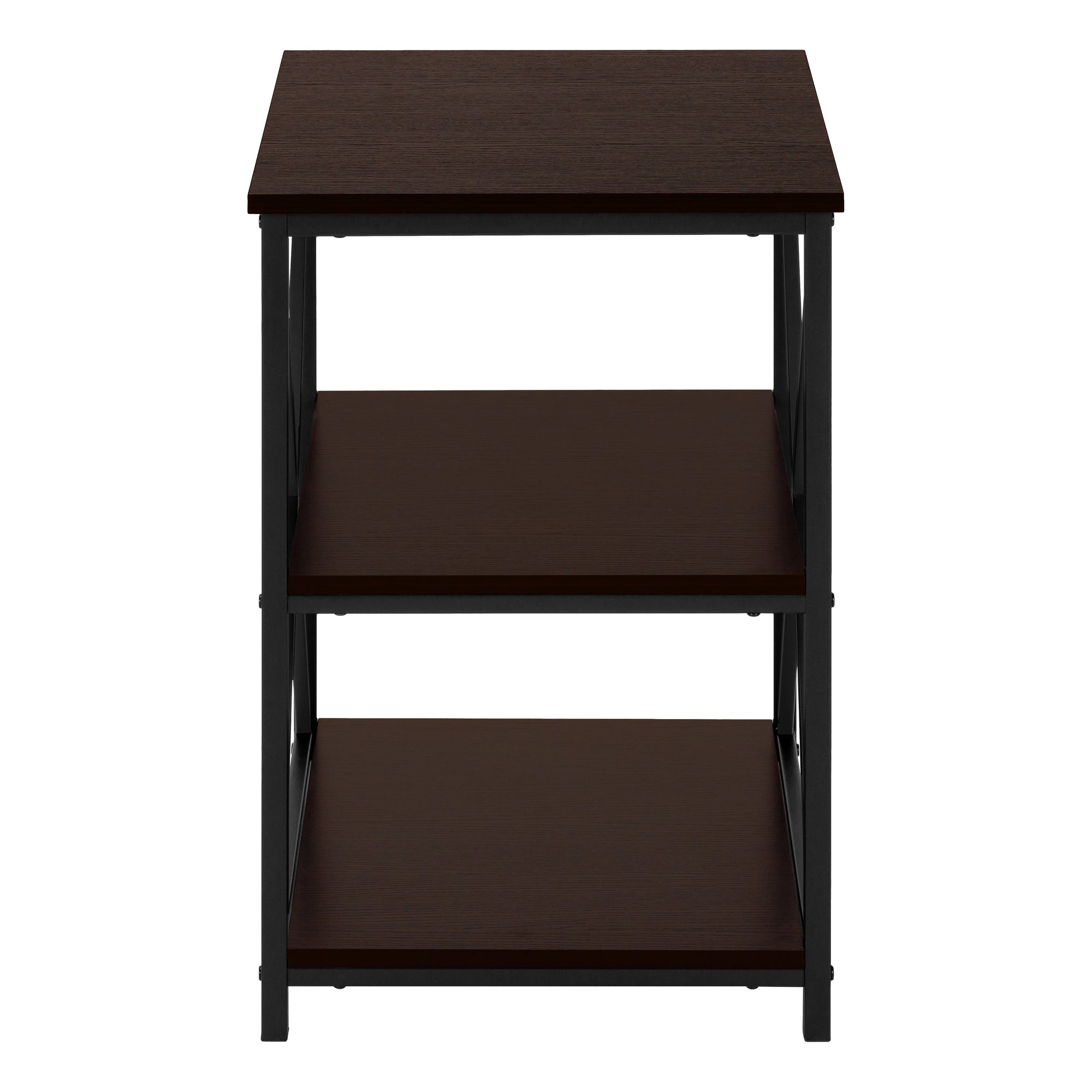 ACCENT TABLE - 26""H / ESPRESSO / BLACK METAL