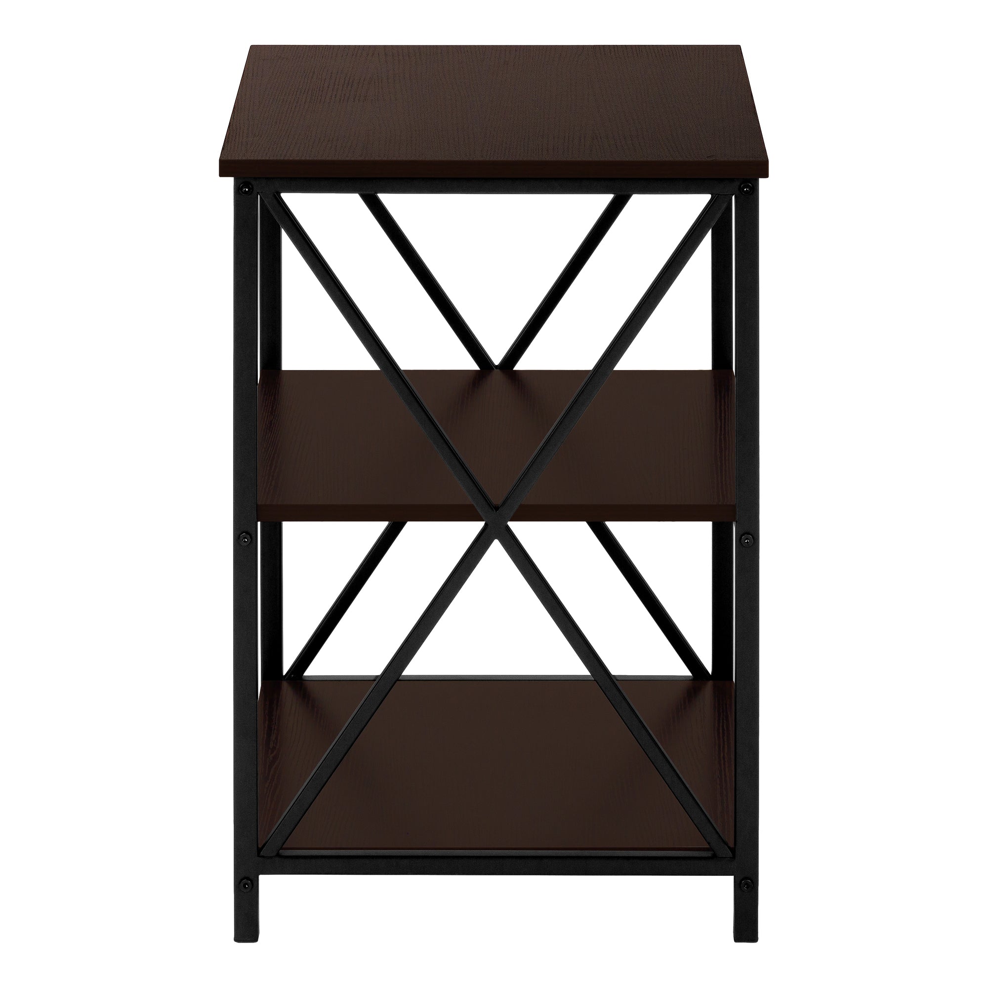ACCENT TABLE - 26""H / ESPRESSO / BLACK METAL