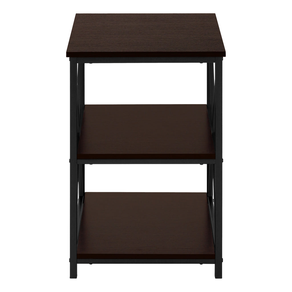 ACCENT TABLE - 26""H / ESPRESSO / BLACK METAL
