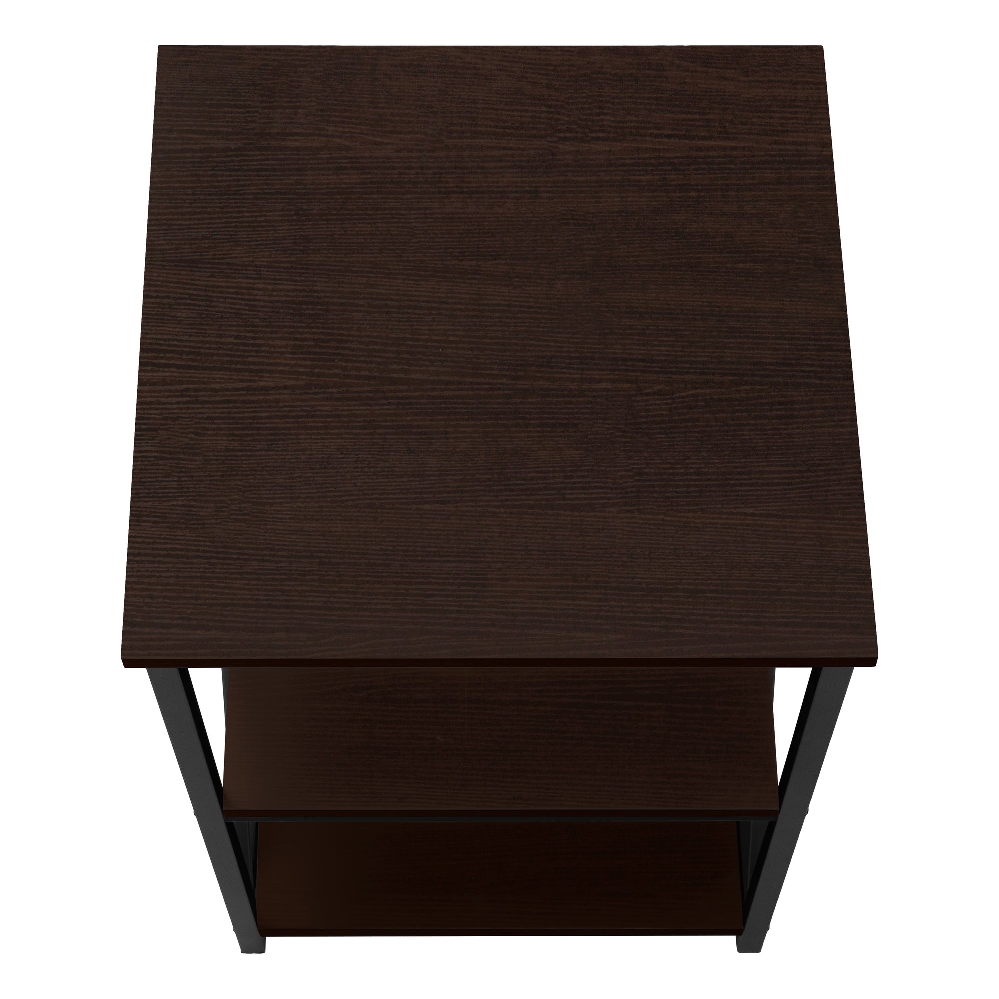 ACCENT TABLE - 26""H / ESPRESSO / BLACK METAL