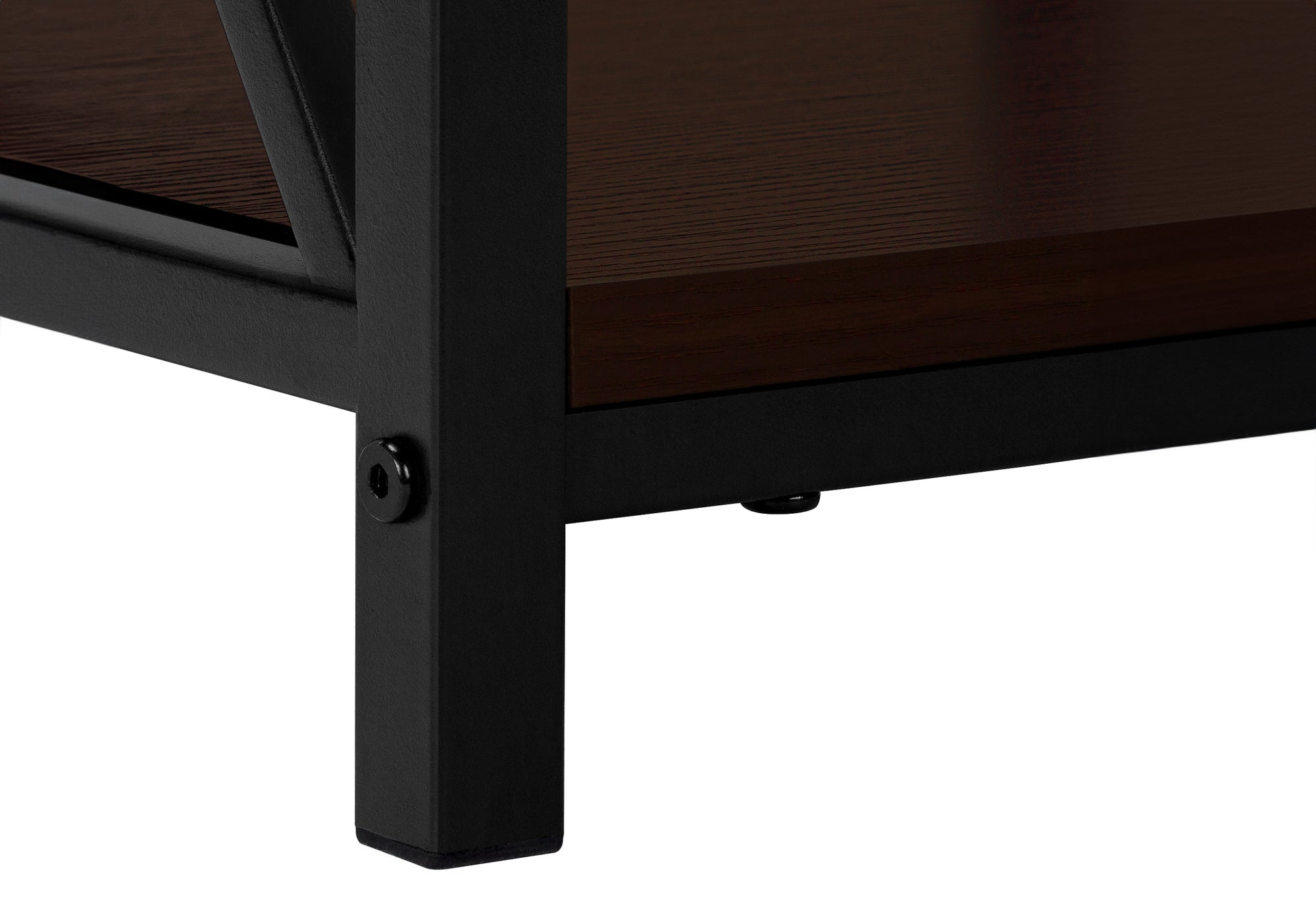 ACCENT TABLE - 26""H / ESPRESSO / BLACK METAL