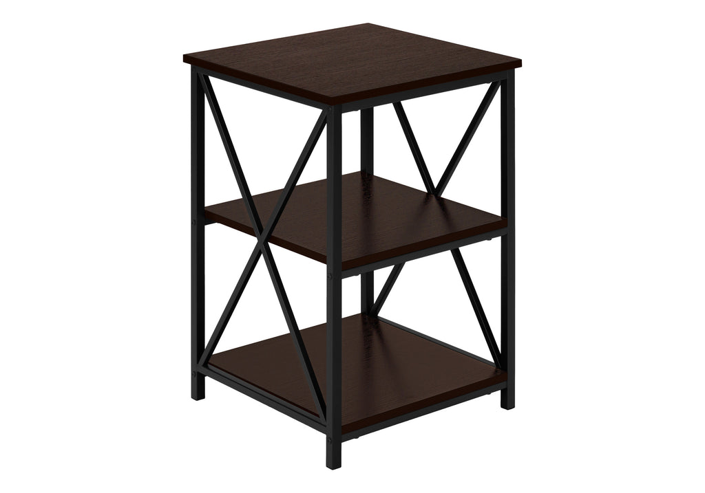 ACCENT TABLE - 26""H / ESPRESSO / BLACK METAL