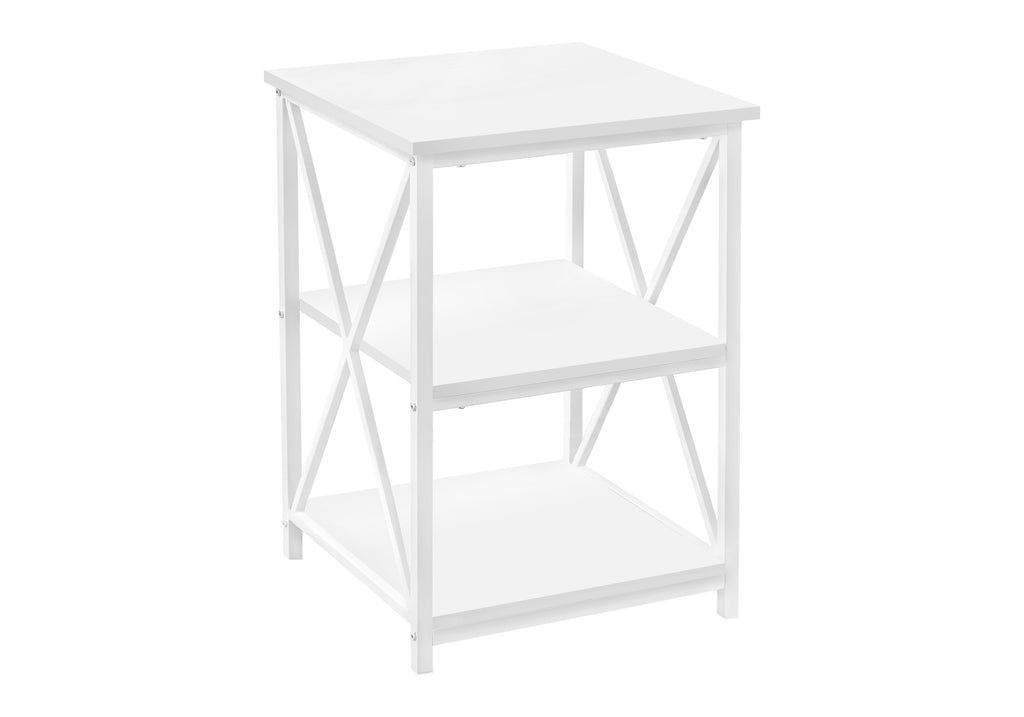 ACCENT TABLE - 26""H / WHITE/ WHITE METAL