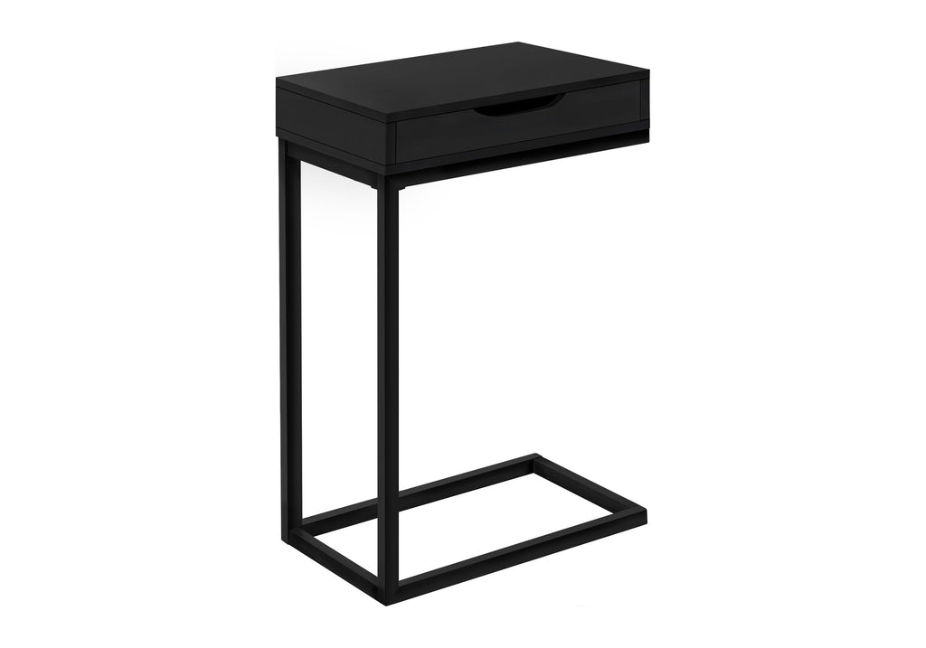 ACCENT TABLE - BLACK / BLACK METAL WITH A DRAWER