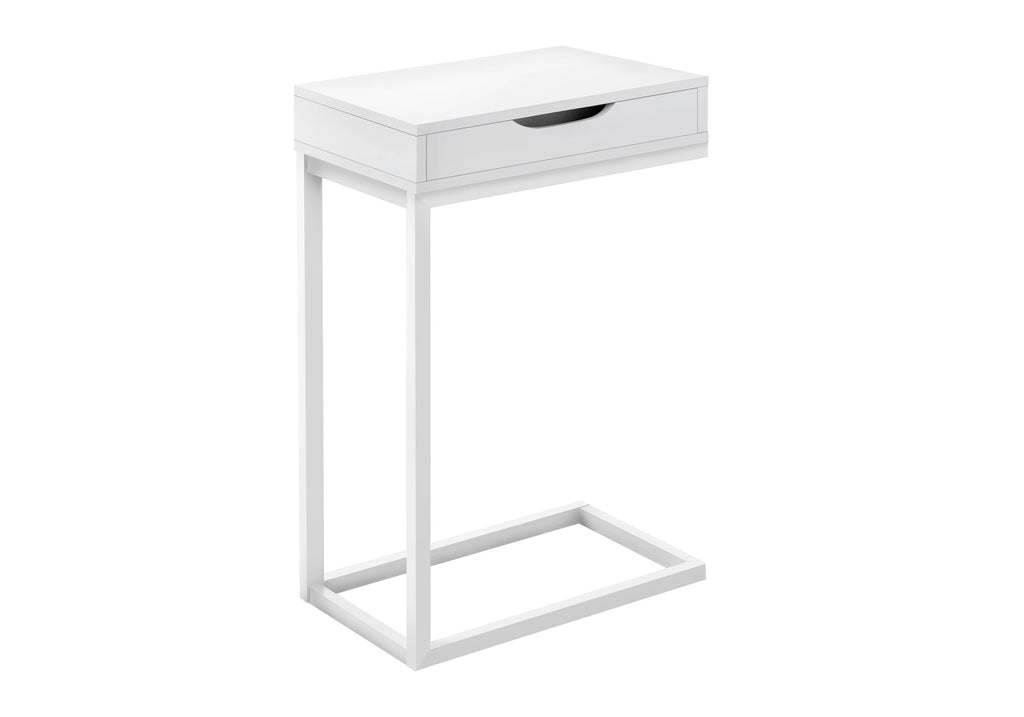 ACCENT TABLE - WHITE / WHITE METAL WITH A DRAWER
