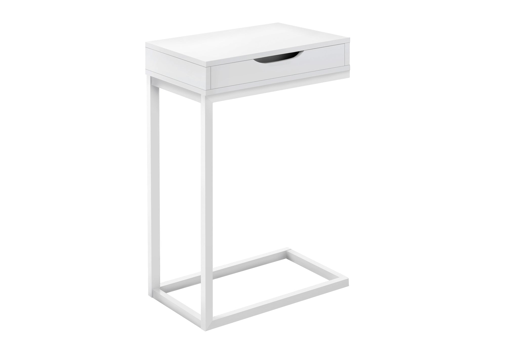 ACCENT TABLE - WHITE / WHITE METAL WITH A DRAWER
