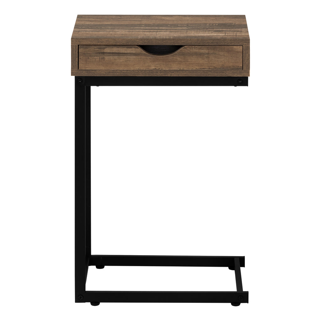 ACCENT TABLE - BROWN RECLAIMED-LOOK / BLACK METAL