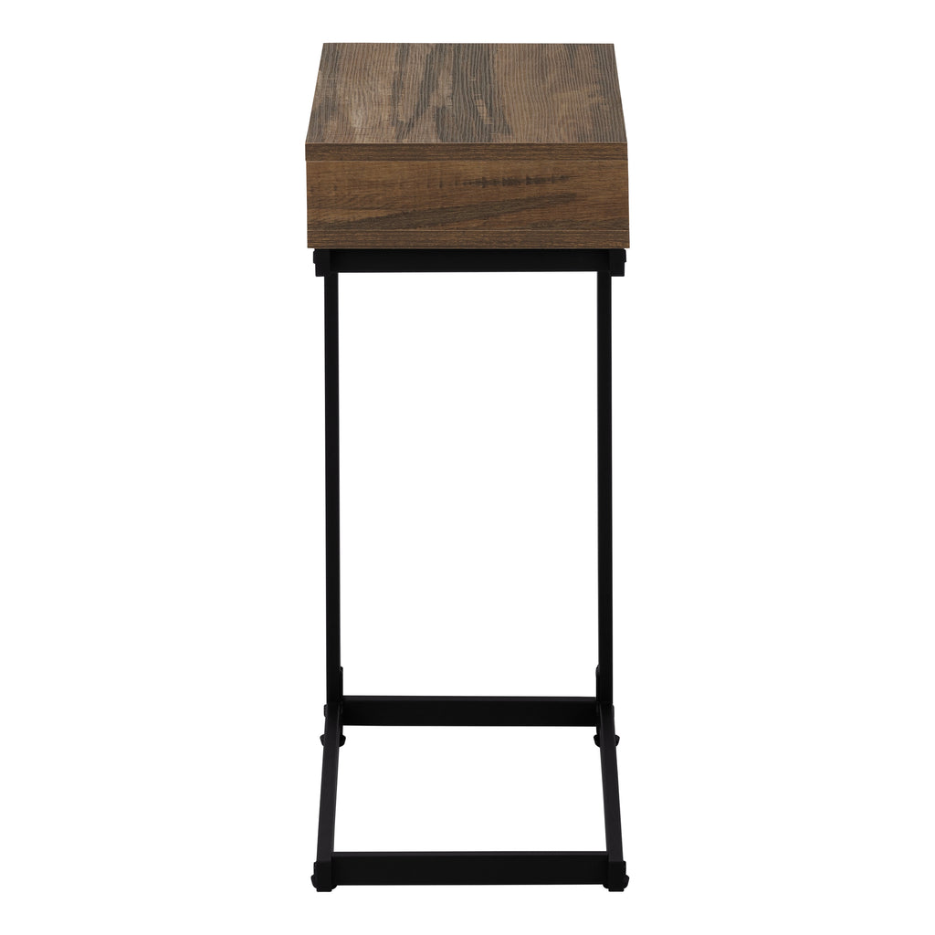 ACCENT TABLE - BROWN RECLAIMED-LOOK / BLACK METAL