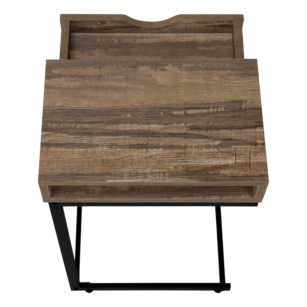 ACCENT TABLE - BROWN RECLAIMED-LOOK / BLACK METAL