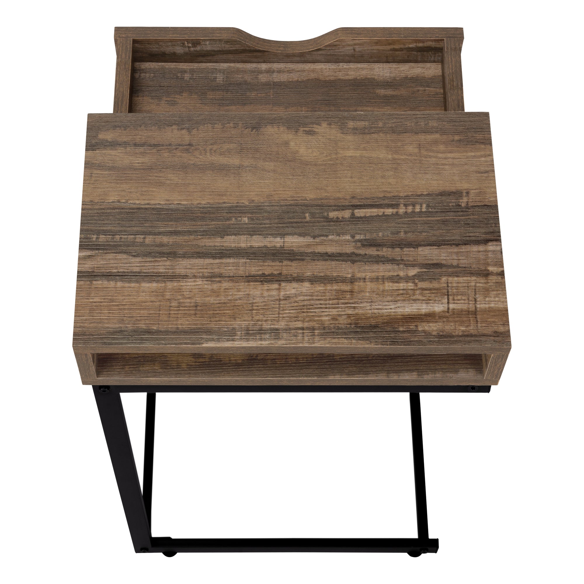 ACCENT TABLE - BROWN RECLAIMED-LOOK / BLACK METAL