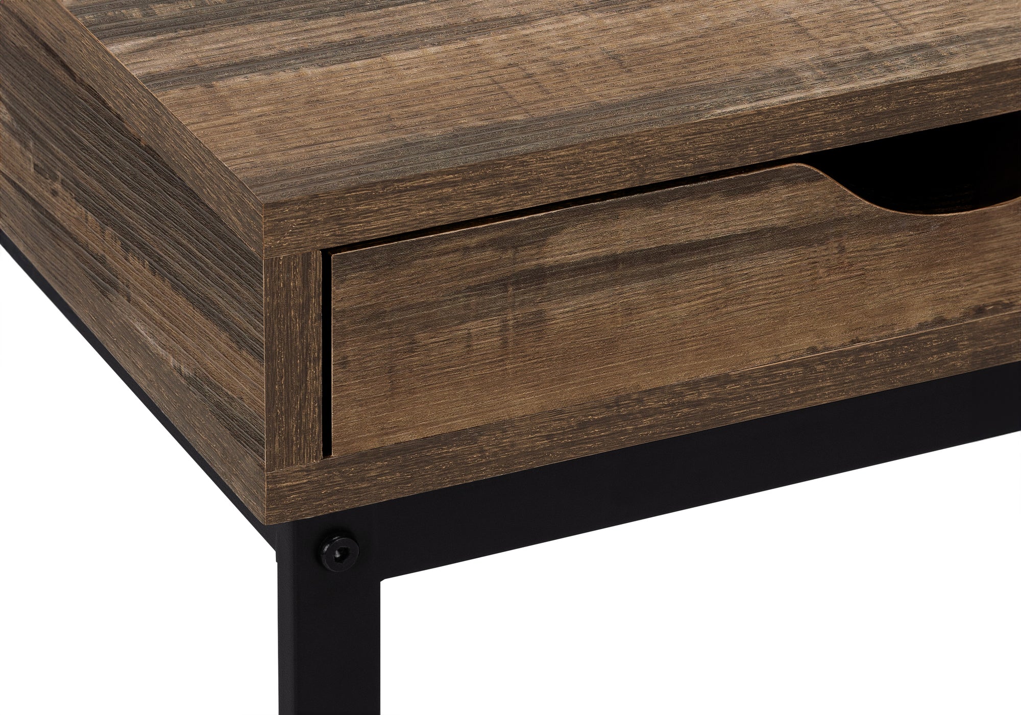 ACCENT TABLE - BROWN RECLAIMED-LOOK / BLACK METAL