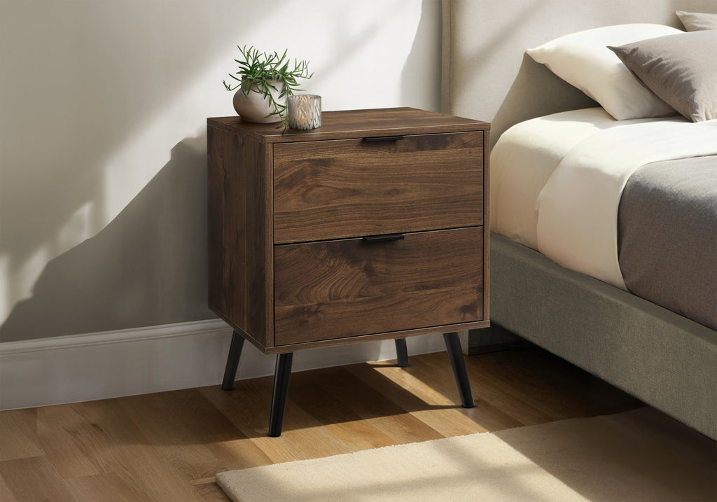 ACCENT TABLE - 24""H / WALNUT END TABLE WITH 2 DRAWERS