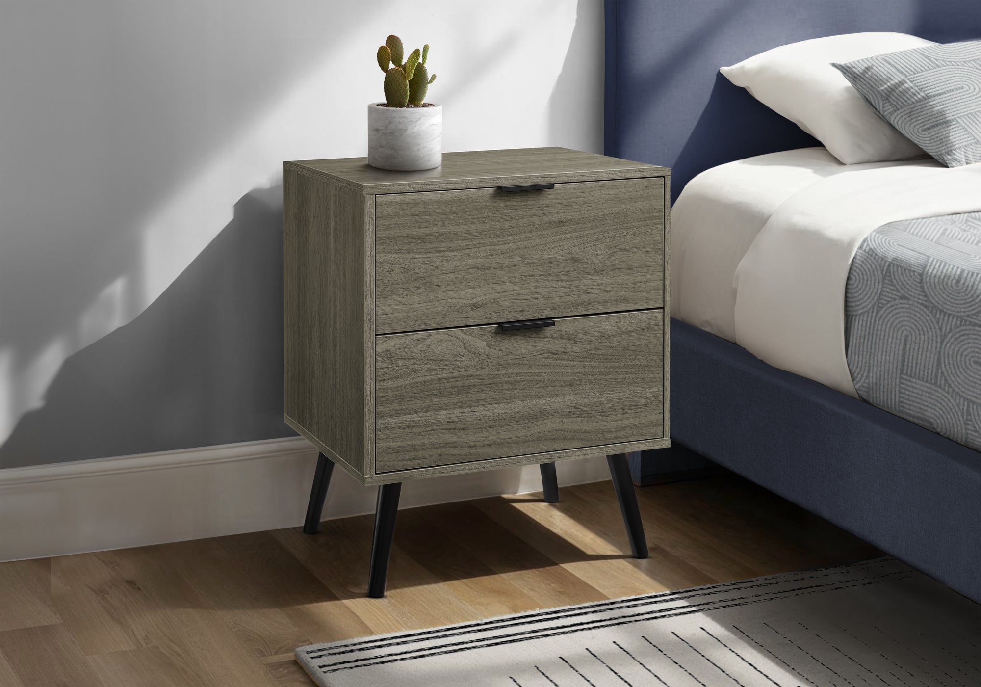 ACCENT TABLE - 24""H / GREY END TABLE WITH 2 DRAWERS